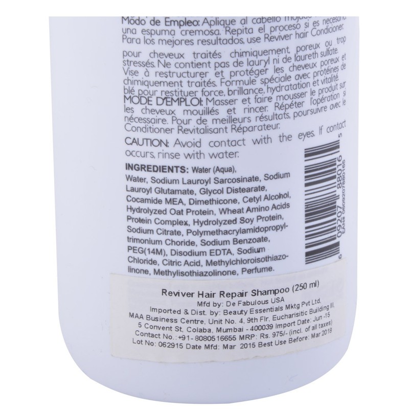 De Fabulous Reviver Hair Repair Shampoo, 8.5 Ounce