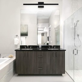 Aipsun 27.6 inch Modern Black Vanity Light LED Black Bathroom Vanity Light Fixtures Black Wall Light for Bathroom (White Light)