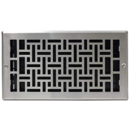 Decor Grates AJL612W-NKL Oriental Wall Register, 6" by 12", Brushed Nickel