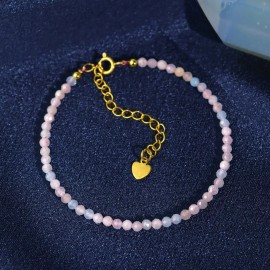 Unbranded Women's Bracelet Natural Morganite Tiny Beads Healing Crystal Dainty Bracelet