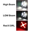 SINLIRU 5.75inch 5-3/4 Black Motorcycle Headlight X Red DRL with