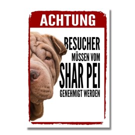 Shar Pei approval dog sign saying door sign dog sign warning sign