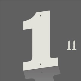 3 Inch White Metal Letters, Modern Metal House Address Letters and Numbers for Outside Signs, Outdoor Mailbox Numbers, for Door, Apartment, Office, Home Use(Number 1)