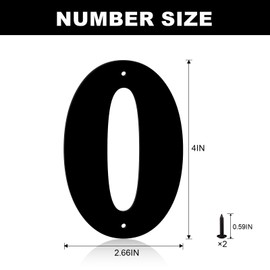 4 Inch Metal House Numbers, House Address Letters and Numbers for Outside Signs, Metal Letters Door Numbers Signage Street Address Plaque for Garden Door Mailbox Decor (Number 0)