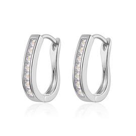 VYYU Silver Earrings for Women Girls - White Gold Earrings with Cubic Zirconia, Hypoallergenic Earrings Cuff Huggie Sleeper Earrings, Daily Wear Jewellery Gift Wedding Birthday Christmas