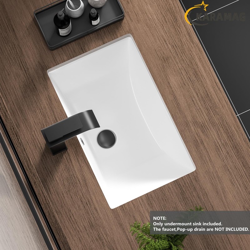 Undermount Bathroom Sink 18.7"X11.9" Inch White Rectangular Porcelain Ceramic Vanity