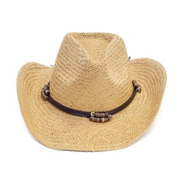 Old Stone Straw Cowboy Cowgirl Hat for Men/Women Unisex Summer Winter Wide Brim Sun Hat Dallas Western Style for Safari Fishing Beach Golf Hiking Multipurpose,Chloe Light Brown