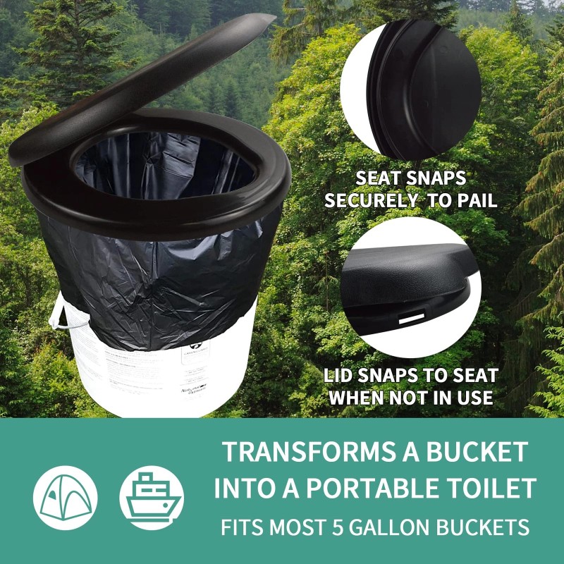 Sailortenx Bucket Toilet Seat with lid,5 Gallon Luggable Loo Bucket