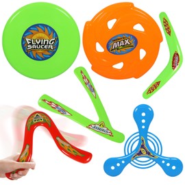 Pellinch 6 Stück Boomerang, Bumerang für Kinder, Frisbee Kinder, Wurfspiel Bumerang, Rückkehr Boomerang-Sportspielzeug, Farbe der Darts zufällig, Frisbee Ring für Kind Flying Geschwindigkeit
