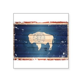 CafePress Wyoming State Flag Square Sticker 3 X 3 Square Bumper Sticker Car Decal