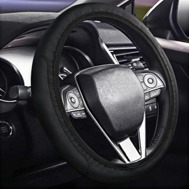 Car Leather Steering Wheel Cover Anti-Slip Steering Wheels Protective Accessories (N)