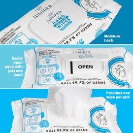 Juniper CLEAN, 1 Pack Hand Sanitizing Wipes, 72 Count Disposable Hand Sanitizer Wipes, Fresh Scent, Lint Free & Durable