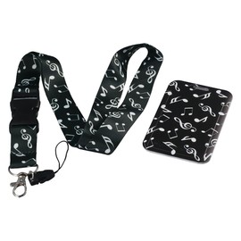 dohobby ID Badge Holder Dacron New Black Keychain Keys Music Notation Lanyard Office
