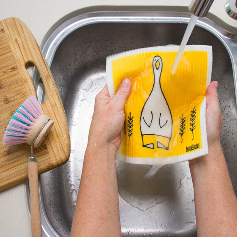 Retro Kitchen Compostable Sponge Cloth - Duck, 1 Cloth