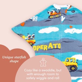 SleepingBaby Zipadee-Zip Transition Swaddle - Fleece Baby Swaddle Blanket with Zipper Convenience - Digging You, Small (4-8 Month)