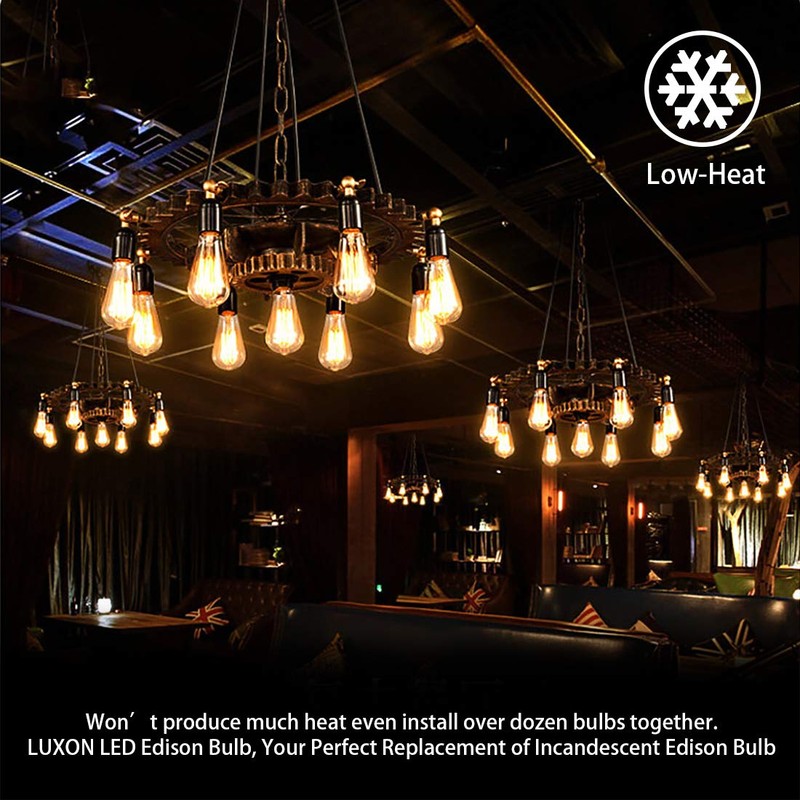 LUXON LED Edison Bulbs Dimmable Amber Glass Warm 2700K Antique