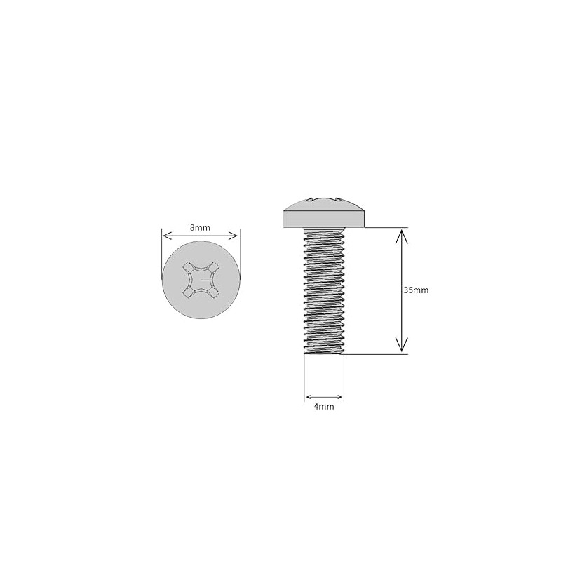 M4 (4mm x 35mm) Pozi Pan Head Machine Screws -