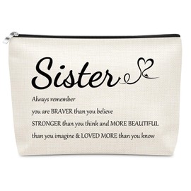 Powerful Sister Inspirational Gifts Makeup Bag Sisterhood Gifts for Women Sister Encouragement Gift Cosmetic Bag Mothers Day Christmas Birthday Present Travel Pouch