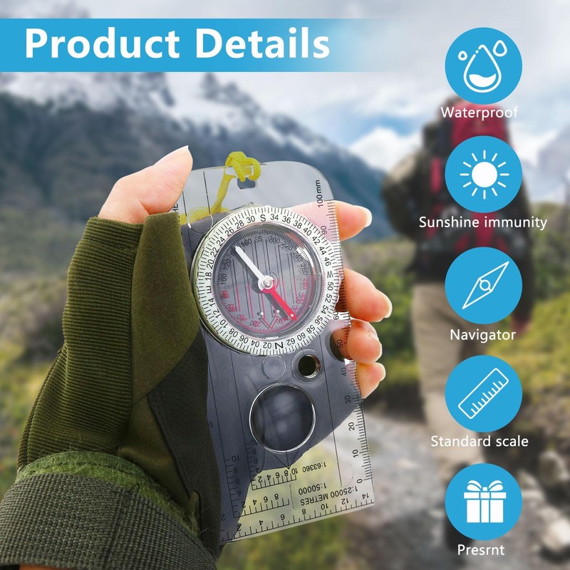 Orienteering Compass Outdoor Camping Compass - Hiking Backpacking Compass Advanced