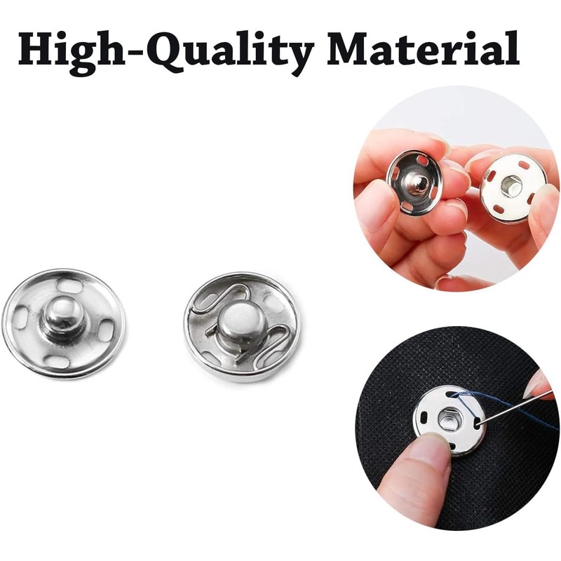 12pcs Snap Fastener Buttons Rust-Proof Metal Sew-On Press Studs for