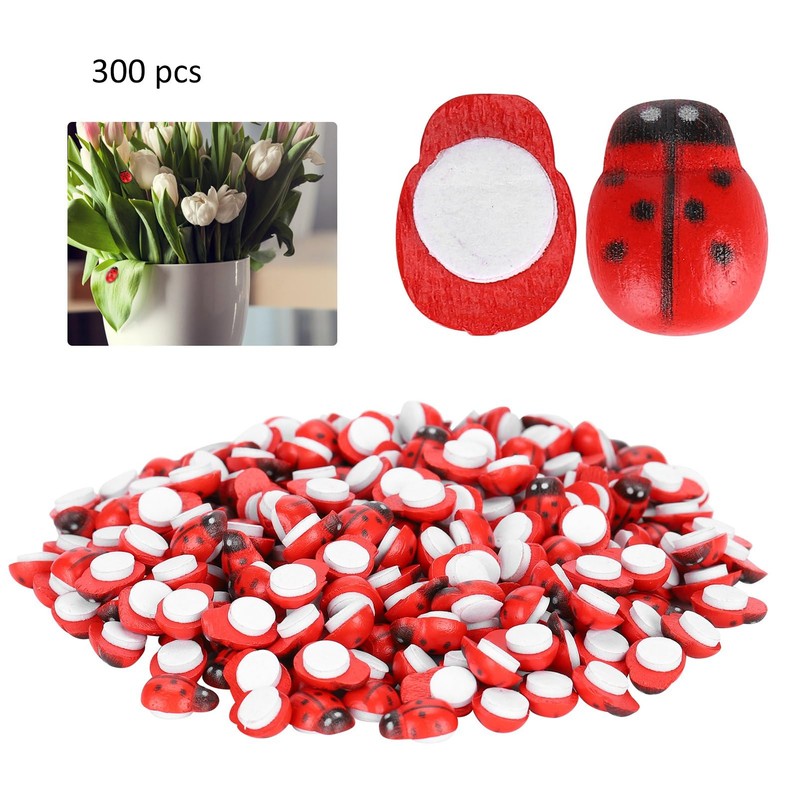 300Pcs Tiny Simulation Ladybugs Self Adhesive Painted Ladybugs Sticker