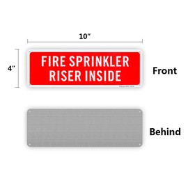 Fire Sprinkler Riser Inside Sign, 12"x 4" .04" Aluminum Reflective Sign Rust Free Aluminum-UV Protected and Weatherproof