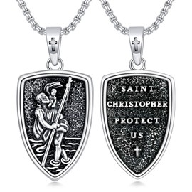 ROMANTICWORK St Christopher Necklace 925 Sterling Silver Saint Christopher Surf Medal for Protection Christian Amulet jewellery Gifts for Men Women Husband