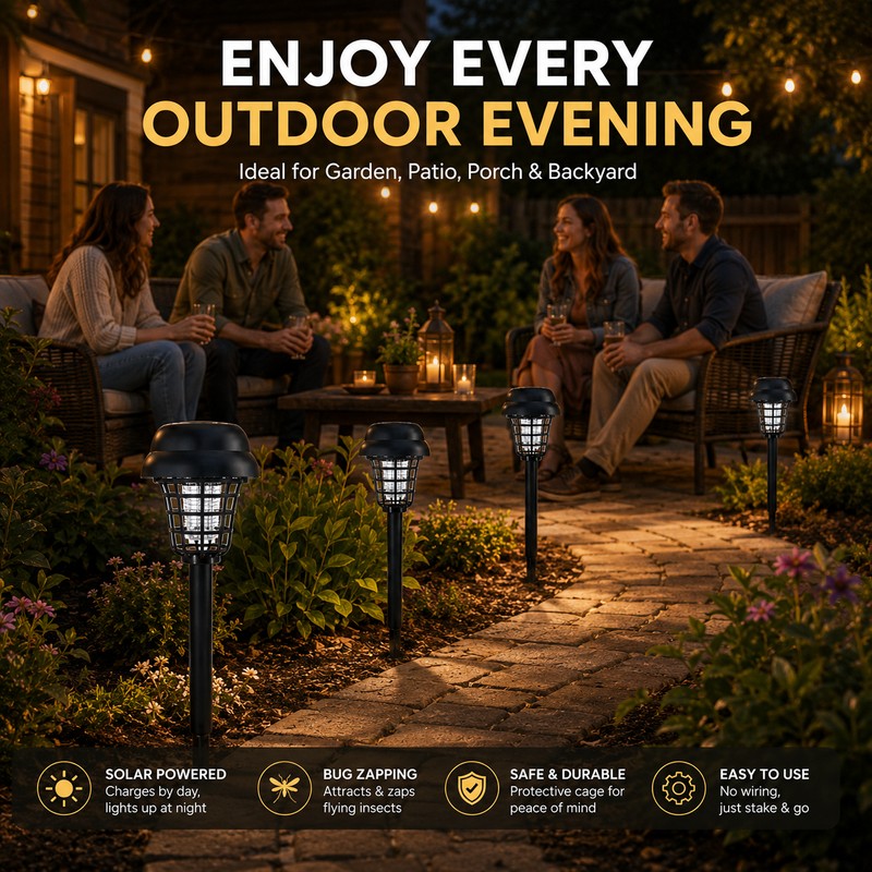 Solar Bug Zapper Lights for Outdoor Use – Waterproof Mosquito