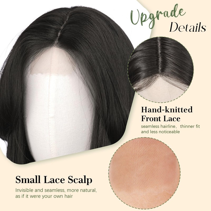 Sofeiyan Wigs for Women,22 Inch Long Straight Wig with Curtain