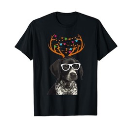 Christmas T Shirt German Shorthaired Pointer with Antlers
