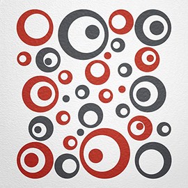 WANDfee® Wall Tattoo, Circles, Dots, 50 Stickers, Colour Choice For Children's Bedroom, Living Room, Hallway, Bathroom, Kitchen, Tile Stickers, grey