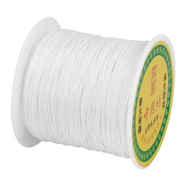 PandaHall 0.5mm White Silky Braided Nylon Thread Chinese Knot Cord Shamballa Macrame Thread Cord for Kumihimo Macrame Friendship Bracelets
