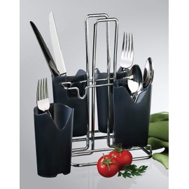 Prodyne Bravada Flatware Caddy, One Size, Black-Smoke