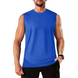 TACVASEN Tank Tops for Men Sleeveless Breathable Soft Gym Shirts No Tags Trendy Shirts Beach Workout Tank Top Color Blue L
