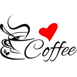 QuZi- Coffee Stickers and Vinyl Design for Kitchen Wall Decals in Multiple Colors (Black with Red Style -1, Small)
