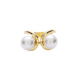 Small Pearl Silk Scarf Ring Clip Brooch for Women Girls 10mm Imitation Shell Pearl Butterfly Bowknot Shawl Scarves Statement Finger Ring Mother's Day Birthday Wedding Gifts Size 8, Metal, no gemstone
