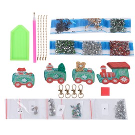 4Pcs Diamond Painting Keychain DIY Luggage Ornaments Art Crafts Christmas Train for Kid