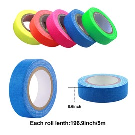 Dokpav 5 Rollos Cinta Adhesiva de Neón Fluorescente, Cintas de Luz Negra UV Reactiva, Cinta de Tela de Fluorescente 12.7mmx5m, Suministros de Fiesta Brillante