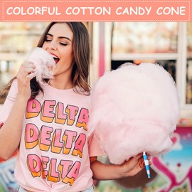 Supkiir 100Pcs Cotton Candy Cones, Striped Colorful Cotton Candy Sticks in Kraft Box, Paper Cotton Candy Floss Sugar Cane Holder for Cotton Candy Making Accessories Party Birthday Supplies