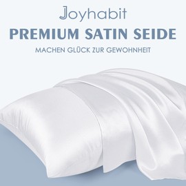 Joyhabit Satin Silk Cushion Cover 40 x 80 cm, White, Pack of 2, Super Soft, Smooth and Skin-Friendly Pillowcase for Deep Sleep