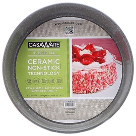 casaWare Ceramic Coated NonStick 9-Inch Round Pan, Silver Granite