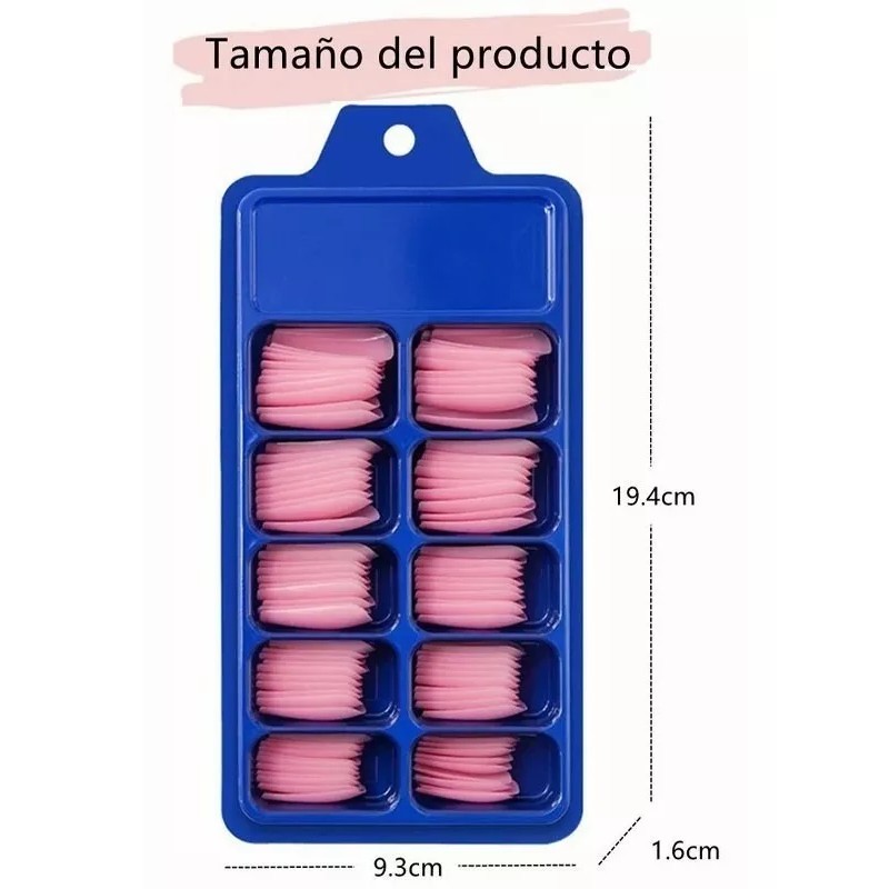 TECNOLOGÍA INFINITA 100 Tips Coffin Ballerina Uñas Postizas Nails Adheribles