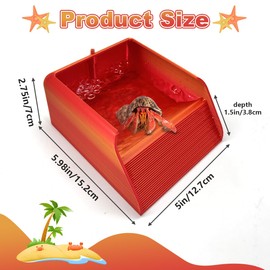 Hermit Crab Water Bowl with Climbing Ramp, Resin Reptile Feeding Water Dish Tank Accessories, Suitable for Hermit Crab Bearded Dragon Lizard Tortoise Frog Gecko