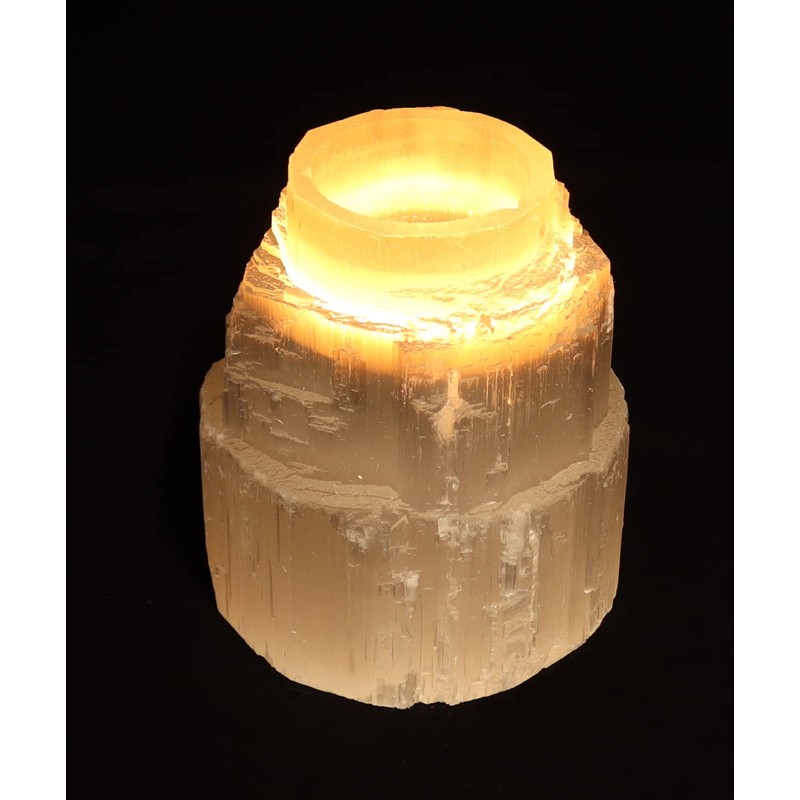 Budawi® Selenit Tea Light Holder Tower Cascade Gemstone Tea Light