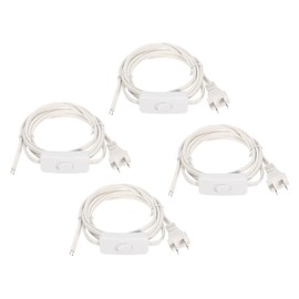 PATIKIL 6FT US Plug Lamp Cord with Switch, 4Pcs 18/2 SPT-2 Replacement Power Wire with Pure Copper Stripped End Ready for Extension Wiring DIY Repairing, White, UL Listed