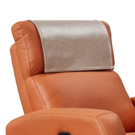 Hittun Non Slip Recliner Headrest Protector Washable Faux Leather Headrest Covers for Recliner Chair Waterproof Couch Head Rest Covers for Sofa,Furniture,Office Chair,Theater Seat (Taupe)