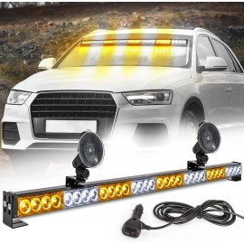 cshauauto 35" LED Emergency Strobe Light Bar Rooftop Warning Traffic Advisor-Amber/