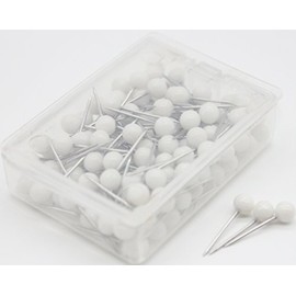 AnMiao Star 1/8 Inch Map Tracks, Push Pins, Plastic Round Head, Steel Point, 100-Count, White Colors