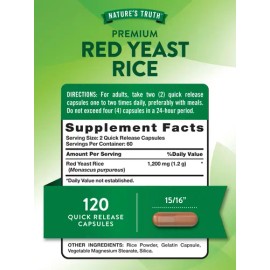Nature's Truth Arroz Levadura Roja 1200 Mg 120 Cápsulas