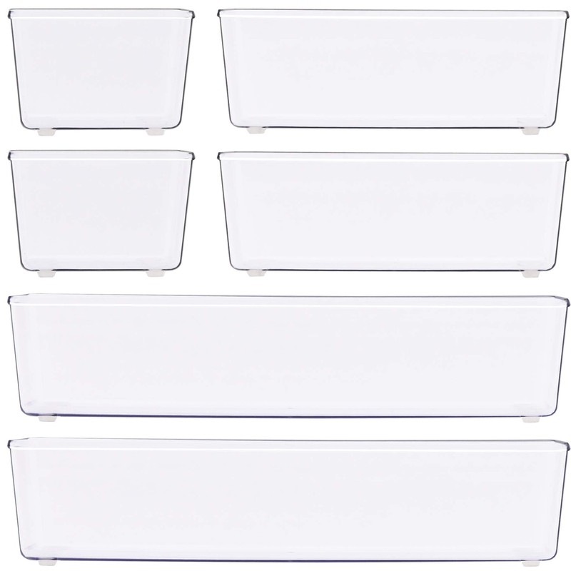 Simple Houseware Clear Drawer Organizer for Office Bin Desk Storage,
